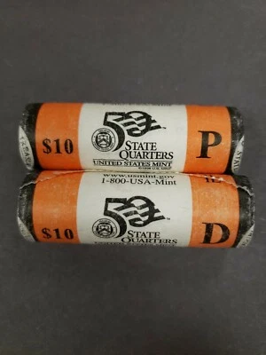 2003-P&D $10 Mint Wrapped Illinois State Quarter Roll - Philadelphia/Denver UNC - Image 1 of 3