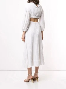 Rachel Gilbert Size 3 AU 12 White Sorrell Crinkle Midi Dress Cut Out Bridal - Bild 1 von 21