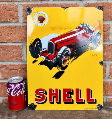 SUPERB RECTANGULAR SHELL ENAMEL SIGN - MANCAVE / GARAGE - PETROL / GASOLINE - Image 1 of 4