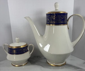 Noritake Japan Nobelesse 6 Cup Coffee Pot W/Lid & Sugar Bowl W/Lid Set EUC - Picture 1 of 18