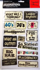 60's 70's 80's Big Hair Humor Epoxy Creative Imaginations Stickers RARE 6" x 9" - Picture 1 of 1