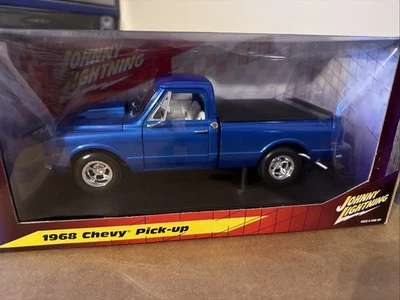 Johnny Lighting  1968 Chevy Pickup Truck Die-cast 1:18 Scale Blue Original Box - Image 1 of 4