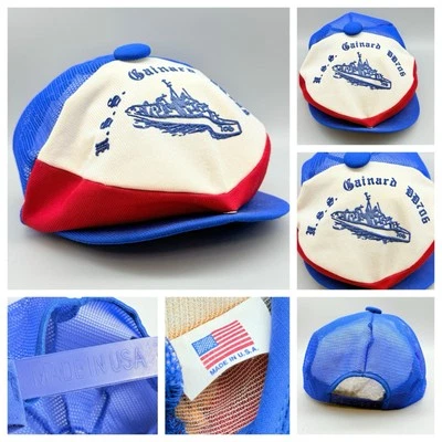 Retro VTG USS Gainard DD706 USA Flat Cabbie Snapback Mesh Hat WWII Ship Japan - Image 1 of 4