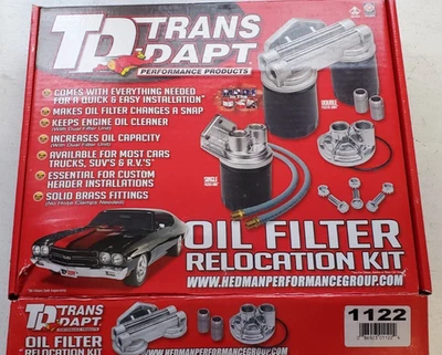 Kit de reubicación de filtro de aceite TRANS-DAPT PERFORMANCE 1122 filtro único SBC Chevy V8 Foto 1 de 4