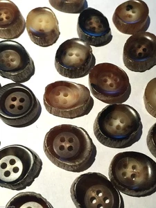 Genuine Buffalo Horn Flat Buttons 17mm - 4 Holes - Light Brown Shirt Coat Craft - Picture 1 of 1
