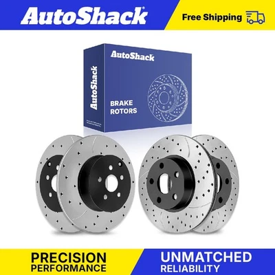 Front Rear Drilled Slotted Brake Rotors for Scion tC Toyota Matrix Celica - Image 1 of 4