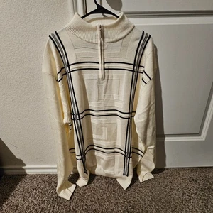 Suéter Stacy Adams Crema Cuadros Cremallera Cuello Simulado XXL Ropa de Hombre - Imagen 1 de 6