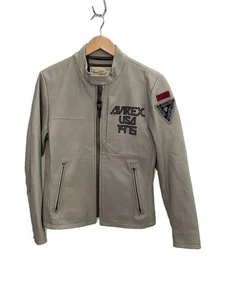 AVIREX Leather Jacket Blouson M Leather GRY Plain 6181062 - Picture 1 of 7