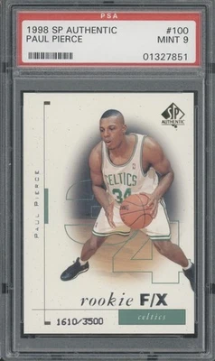 1998 SP Authentic F/X #100 Paul Pierce 1610/3500 RC Rookie Mint PSA 9 - Image 1 of 2