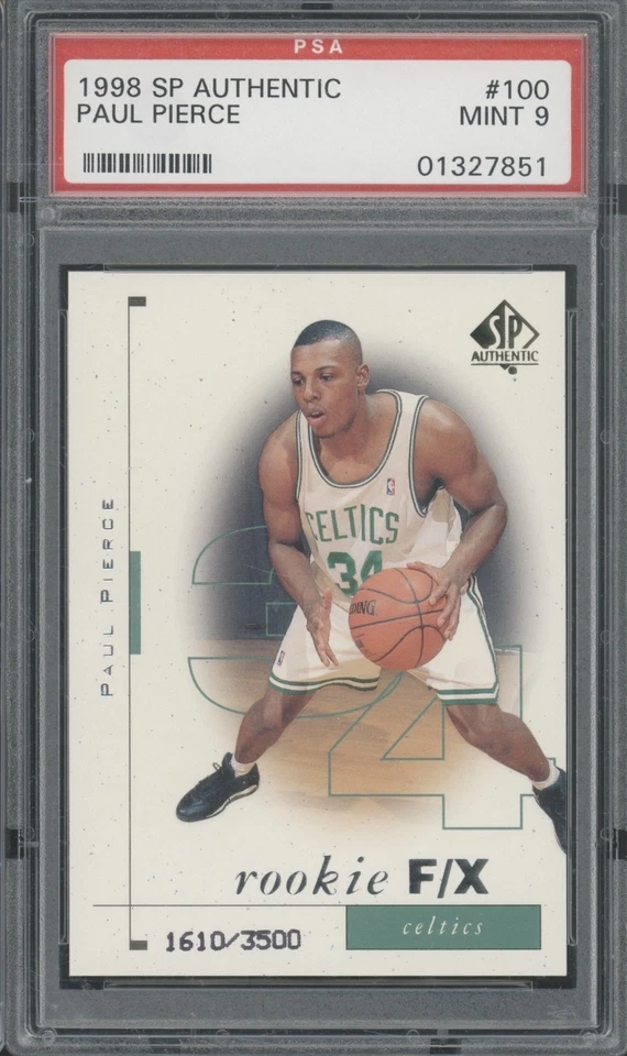 1998 SP Authentic F/X #100 Paul Pierce 1610/3500 RC Rookie Mint PSA 9 - Image 1 of 2