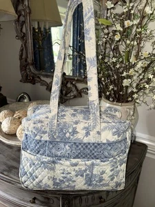 Vera Bradley gesteppte große Wickeltasche Baby Tasche Beuteltasche blau Toile nicht mehr produziert - Bild 1 von 15