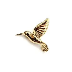 New 14k yellow Gold solid 3D Hummingbird Pendant charm gift fine jewelry 1.9g - Picture 1 of 12