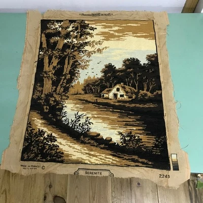 Vintage Margot 2245 Sérénité Tapisserie Murale France Scène Rivière 63x49 cm - Photo 1/4