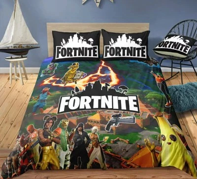 Kids 3D F0rtnite Game Battle Royale Single Double Bed Quilt Cover Pillowcase UK