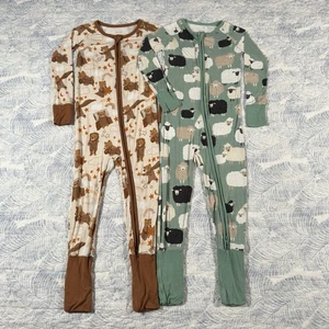 Little Sleepies Zippy Pajamas Lot of 2 Size 3T Beary Sleepy & Little Sheepies - Picture 1 of 13