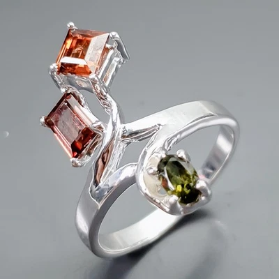 Handmade Natural Tourmaline Ring 925 Sterling Silver Size 7 /R411668 - Image 1 of 4