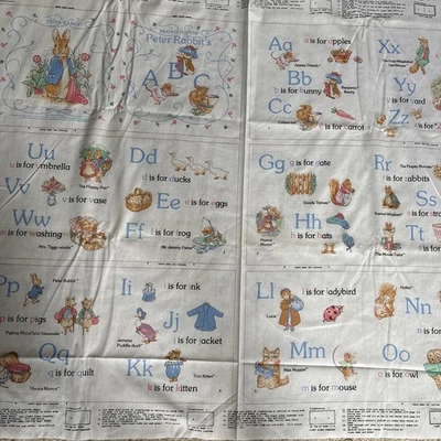 Vintage 1993 BEATRIX POTTER PETER RABBIT ABC Soft Book Fabric Panel - Cut & Sew - Image 1 of 4