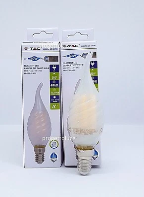 LAMPADINE LED E14 4W FIAMMA O CANDELA TORCIGLIONE LAMPADA VETRO OPACOSMERIGLIATO - Immagine 1 di 2