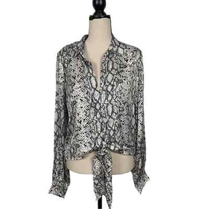Good American The Purely Python Print Satin Tie Front Top Size 3 (large) - Bild 1 von 12