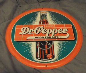 Dr Pepper tin litho sign Good for Life reproduction 12" round - Picture 1 of 3