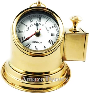 Brass polished Gimble Clock Binnacle Style Nautical Maritime Ship Desk Decor - Picture 1 of 4