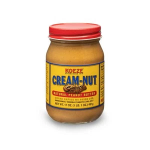 Cream Nut Natural Smooth Peanut Butter 17 Ounce Jar Virginia Peanuts - Picture 1 of 2