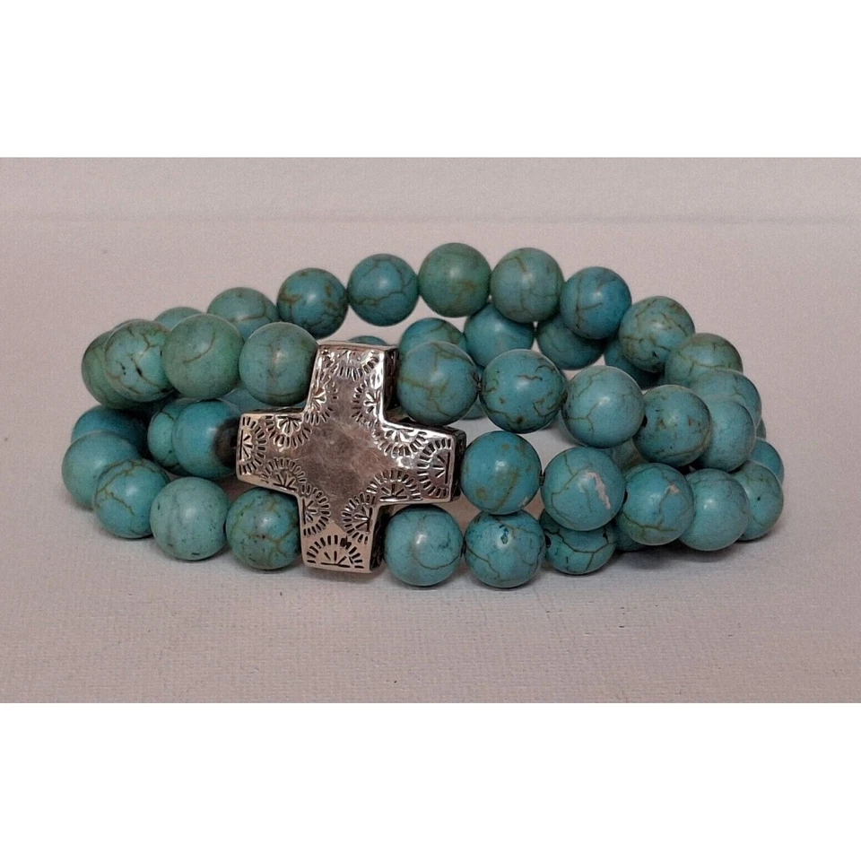 SILPADA 925 STERLING SILVER 3 STRANDS TURQUOISE  BRACELET SKY - Image 1 of 4