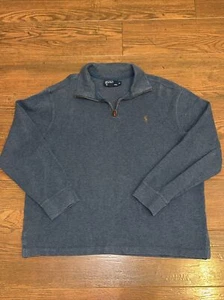 Ralph Lauren Polo Pullover Herren XL blau braun Pony Sweatshirt gerippt 1/4 Zip - Bild 1 von 6