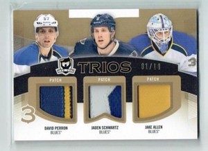 12 13 UD The Cup Trios  David Perron--Jaden Schwartz--Jake Allen 1/10 First Card