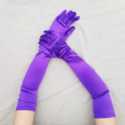 Mujer Ópera Boda Novia Noche Fiesta Baile de graduación Disfraz Guantes Satén Largos Foto 1 de 4