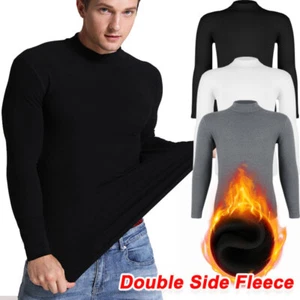 Mens Mock Turtleneck T-Shirt Long Sleeve Warm Pullover Basic Undershirt Tops - Picture 1 of 26