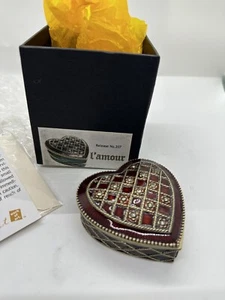 Art Form Collectables Trinket Box Object d' art  L’amour No. 207 Jeweled Heart - Picture 1 of 9