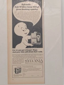 Vintage 60's Casper Sylvania Black and White Advertisement Halloween Ghost - Picture 1 of 8
