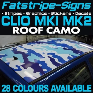para adaptarse RENAULT CLIO MK1 MK2 CAMUFLAJE TECHO PEGATINAS RAYAS CALCOMANÍAS 2.0 RS V6 - Imagen 1 de 2