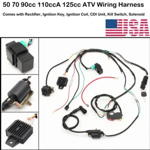 For 50 70 90 110 125CC CDI Wire Harness Assembly Wiring Kit ATV Electric Quad AS - Picture 1 of 9