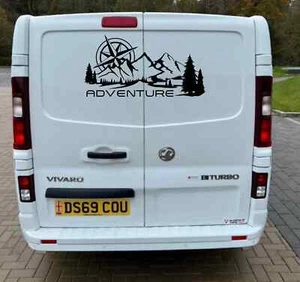 Fits Vivaro Renault Trafic Rear Door Camper Graphics Mountain Decals - Picture 1 of 4