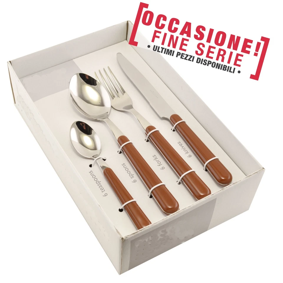 Servizio posate 24 pezzi colorate brio MARRONE 60 eme 18/c (aisi430) manico  abs - Immagine 1 di 1