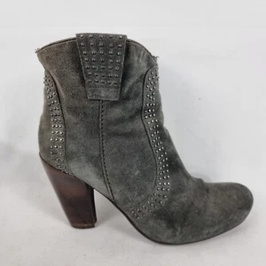 Sempre Di by Biviel Size 41 EUR 10 AU Suede Leather Ankle Boots Grey Stud Heels - Picture 1 of 15