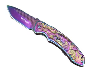 Coltello tascabile pieghevole tattico WarTech USA Dragon Rainbow fantasia - Foto 1 di 4