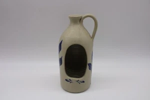 Handmade Williamsburg Pottery Cobalt Blue Salt Glazed Encased Candleholder 8" T - Picture 1 of 10
