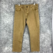 Shockoe Atelier Oakwood Jeans Mens Size 34x26 Beige Stretch Tapered Leg Mid Rise
