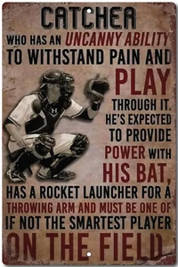 Baseball metal tin sign wall  The Vintage Look Catcher   shop decor  For Him - Picture 1 of 4