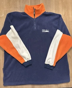 First Down Fleece Mens XL Blue Orange Outdoor 1/4 Zip Pullover Gear Y2k Vintage - Picture 1 of 8