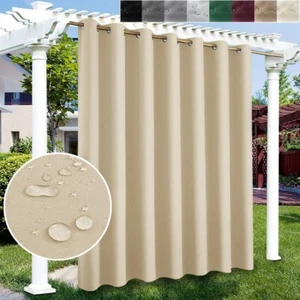 100" Extra Wide Outdoor Blackout Curtains Waterproof Blocking UV Protect Patio - Picture 1 of 24