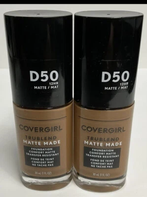 2 Covergirl Trublend Matte Made Liquid Foundation D-50 Deep Golden 12-hr Dúo - Image 1 of 2