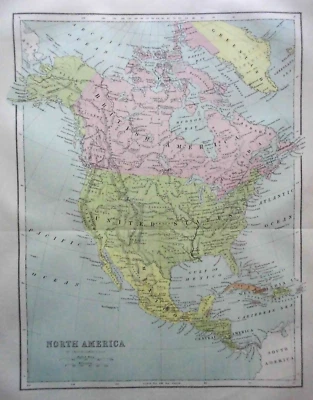 AMÉRICA DEL NORTE; Mapa Original Vintage (c1890) John Bartholomew, Estados Unidos - 42 Foto 1 de 4