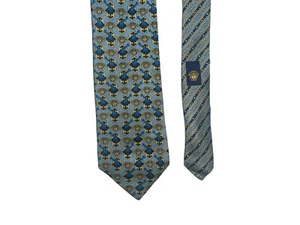 GIANNI VERSACE BLUE YELLOW MEDUSA TIE ITALY 100% SILK - Picture 1 of 11