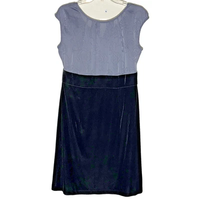 AGB Vestido de Cóctel Para Mujer 12 Negro Terciopelo con Gris Satén Top Fiesta Noche Foto 1 de 4