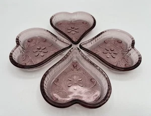 Indiana Glas Diadem Sandwich Muster Amethyst lila Herz Schmuck Schale 4er Set - Bild 1 von 8