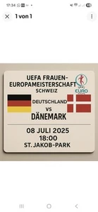 2x Tickets Deutschland-Dänemark Frauen Europameisterschaft EM 2025 Schweiz - Bild 1 von 1